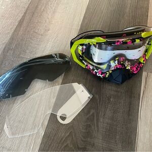 Oakley BMX Goggles Pink and Yellow with Multiple Lenses